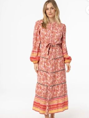 Dress Blank Pink Paisley Tiered Maxi Dress